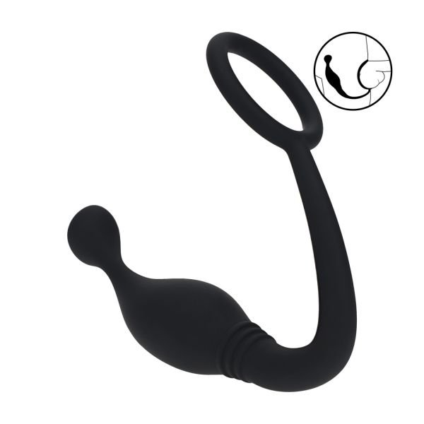 Levelz Silikon Cockring mit Prostatastimulator - L - Schwarz