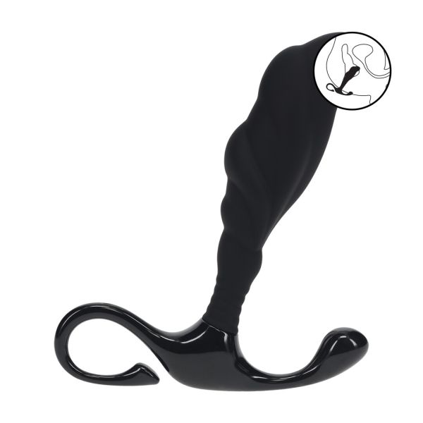 Levelz Rippled Prostatamassagegerät aus Silikon mit festem Ring - S - Schwarz