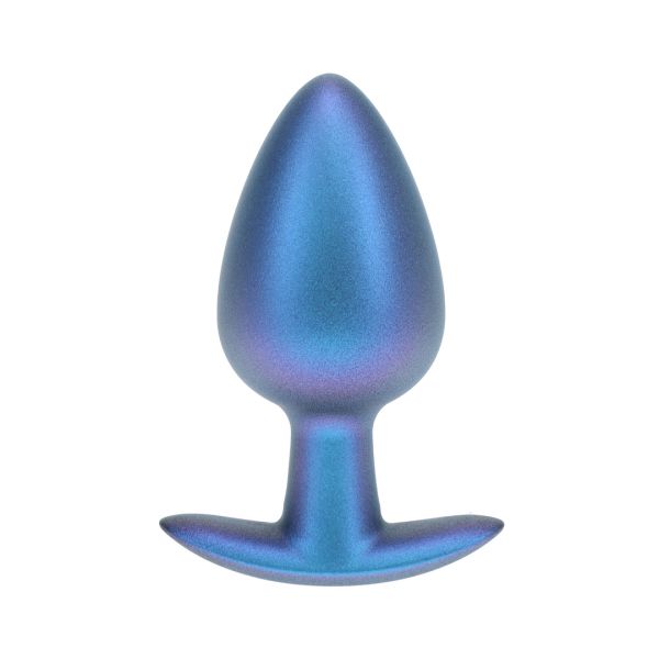 Ouch! Glatter Silikon Analplug - Large - 8,9 cm - Metallic-Blau