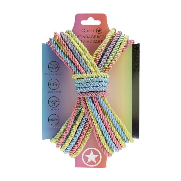 Ouch! Bondage Seil aus Polyester - 10 m - Mehrfarbig Pastell