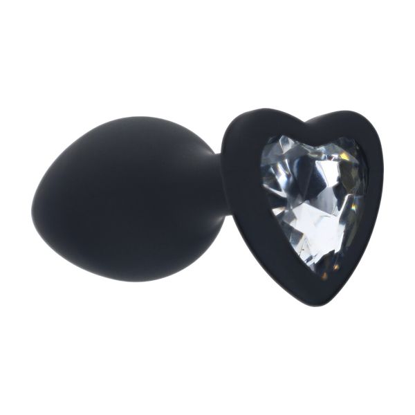 Ouch! Interchangeable Diamond Heart Buttplug Small - Schwarz