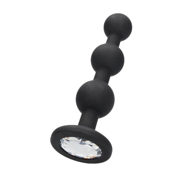 Ouch! Silikon Buttplug mit Kugeln und Diamant