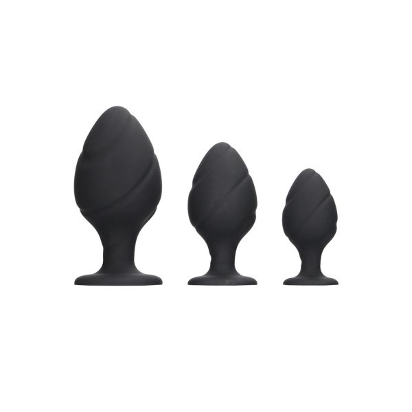 Ouch! Swirled Buttplug Set - Schwarz