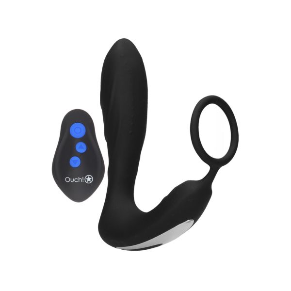 Ouch! E-Stim Vibrierender Buttplug mit Cockring
