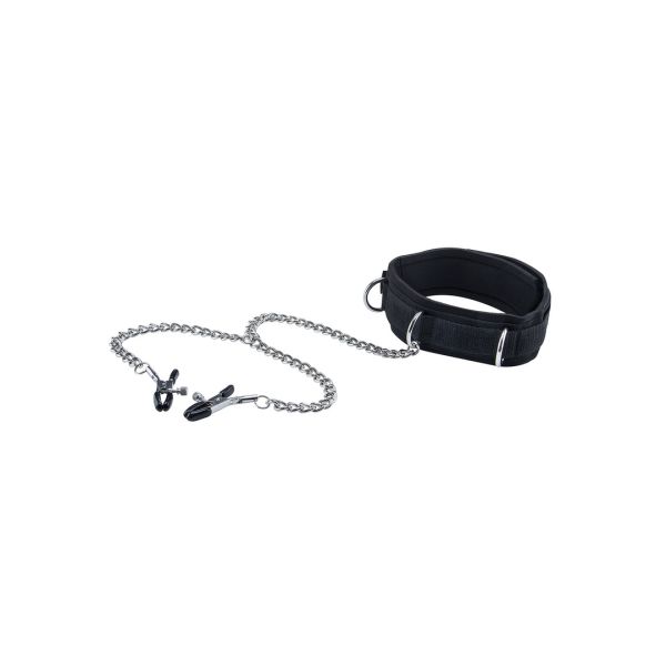 Ouch! Halsband mit Klettverschluss und Nippelklemmen