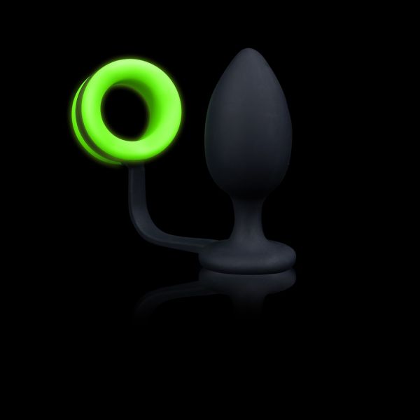 Ouch! Analplug mit Cockring - Leuchtend im Dunkeln