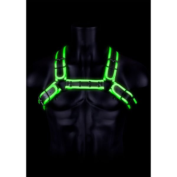 Ouch! Bulldog Harness mit Schnalle - Glow in the Dark - L/XL