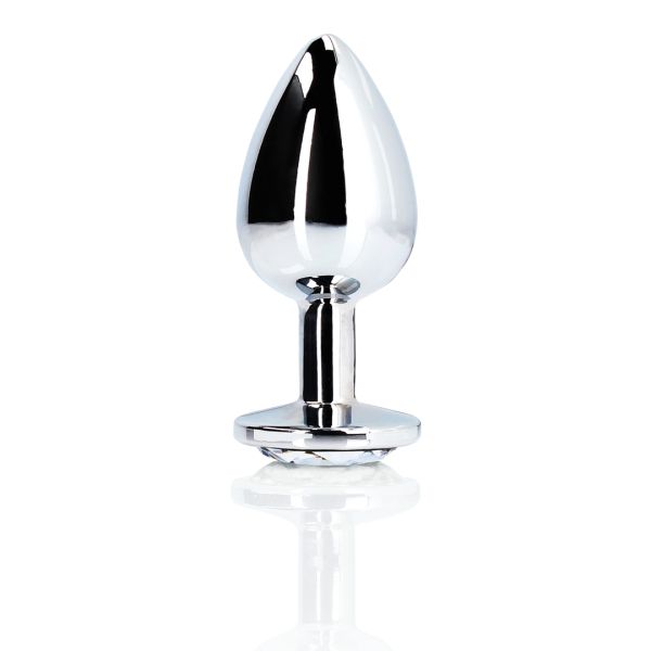 Ouch! Round Gem Buttplug - Medium - Silber/Diamant