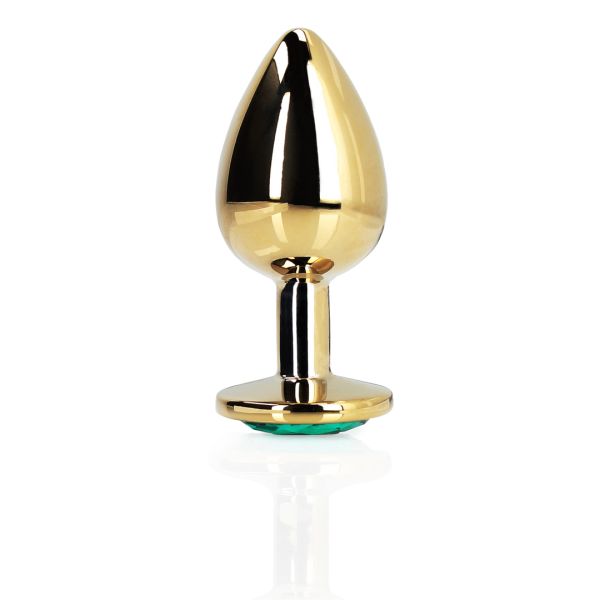Ouch! Round Gem Buttplug - Large - Gold/Smaragdgrün