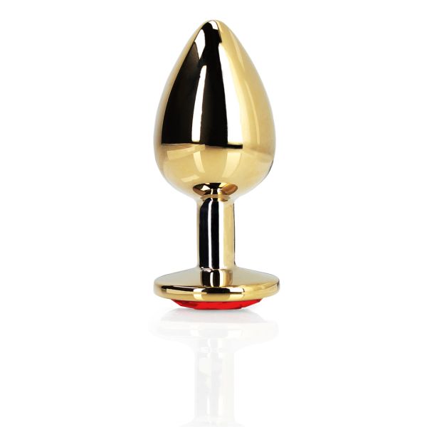 Ouch! Heart Gem Buttplug - Medium - Gold/Rubinrot