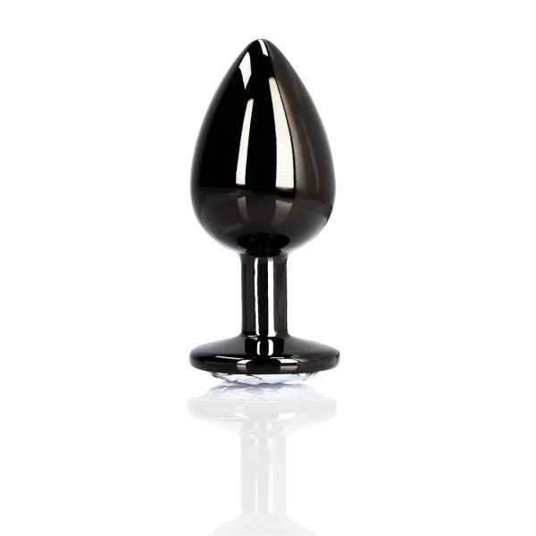 Ouch! Round Gem Buttplug - Large - Gunmetal/Diamant