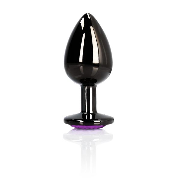 Ouch! Heart Gem Buttplug - Large - Gunmetal/Amethystlila