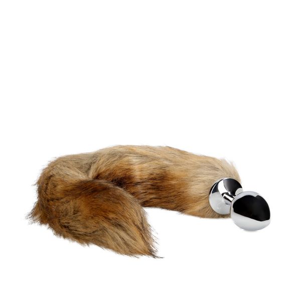 Ouch! Fuchsschwanz mit Metall Buttplug - Braun