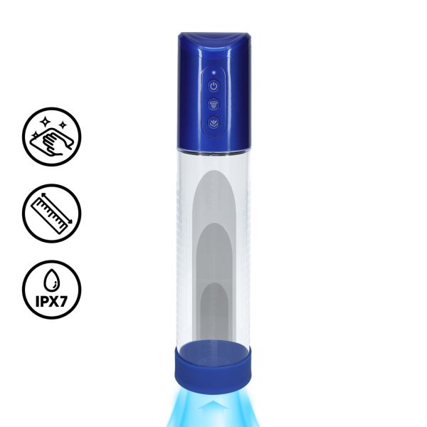 Pumped HyperPump - Wiederaufladbare Penispumpe - Metallic-Blau