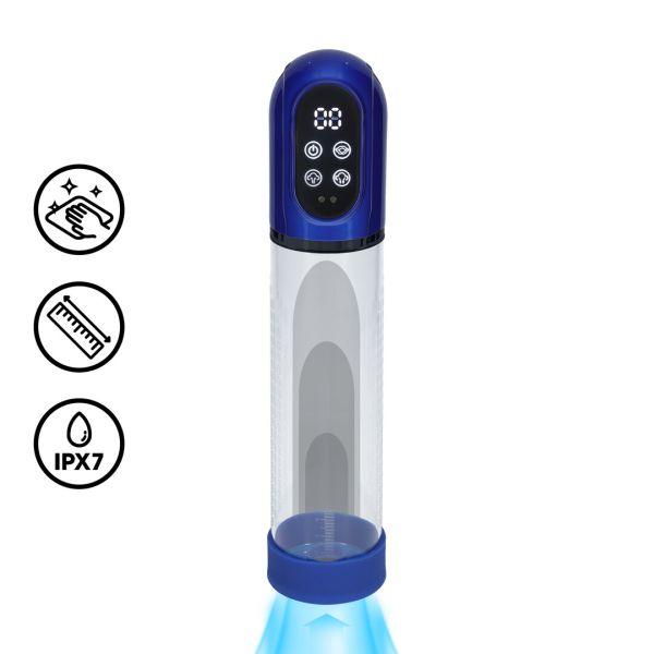Pumped Engage - Automatische wasserdichte Penispumpe und Masturbator - Metallic-Blau