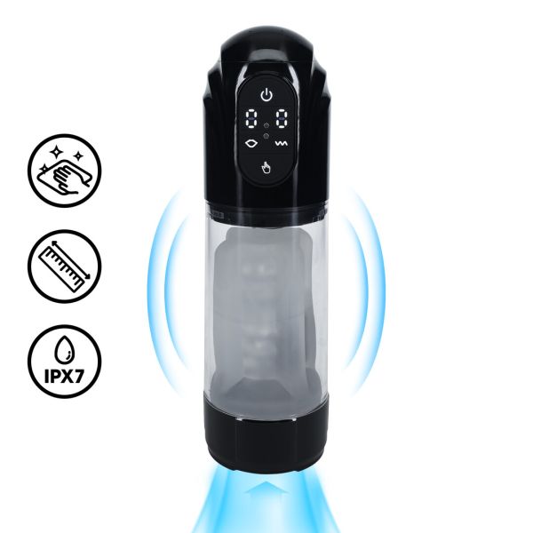 Pumped TechnoThrust - Automatische wasserdichte Masturbator-Pumpe - Schwarz