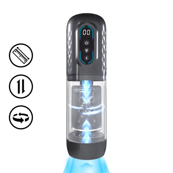 Pumped Vortex - Masturbator-Pumpe mit Saugfunktion, Rotation und Stoßfunktion - Gunmetal