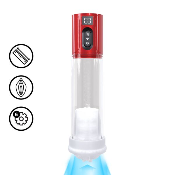Pumped MaxLift - Masturbator-Pumpe mit 6 Saugfunktionen - Metallic-Rot