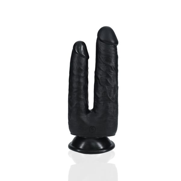 RealRock Double Trouble Doppeldildo - 12,7/15,2 cm - Schwarz