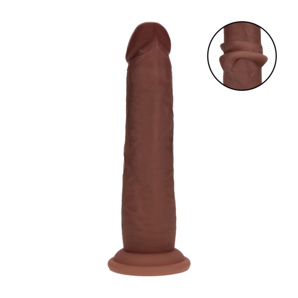 RealRock Dual Density Silikon Realistischer Sliding Skin Dildo - 18,5 cm - Braun