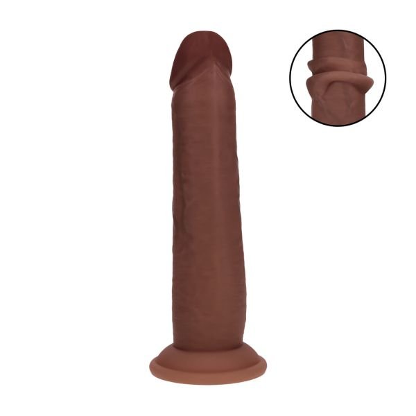 RealRock Dual Density Silikon Realistischer Sliding Skin Dildo - 20,5 cm - Braun