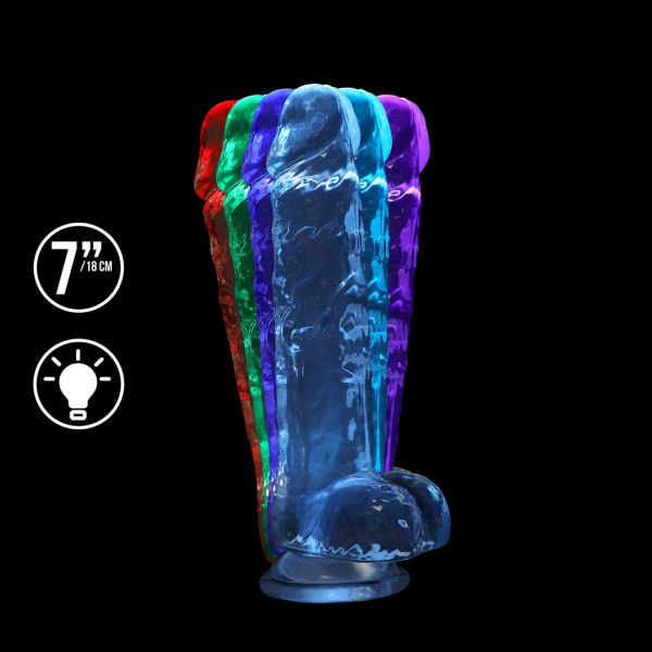 RealRock Vibrierende LED Dildo mit Saugnapf - 18 cm