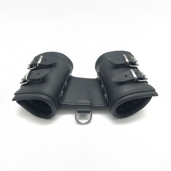Red Leather Leder Doppel-Handfesseln - Schwarz