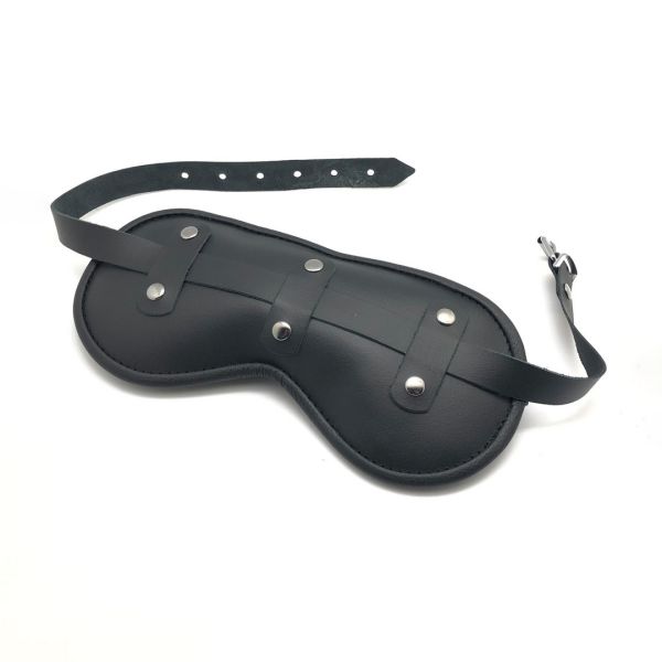 Red Leather Blind Up - Gepolsterte Augenmaske aus Leder - Schwarz