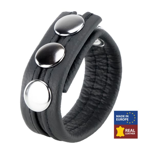 Red Leather Verstellbarer Leder Cockring - Schwarz