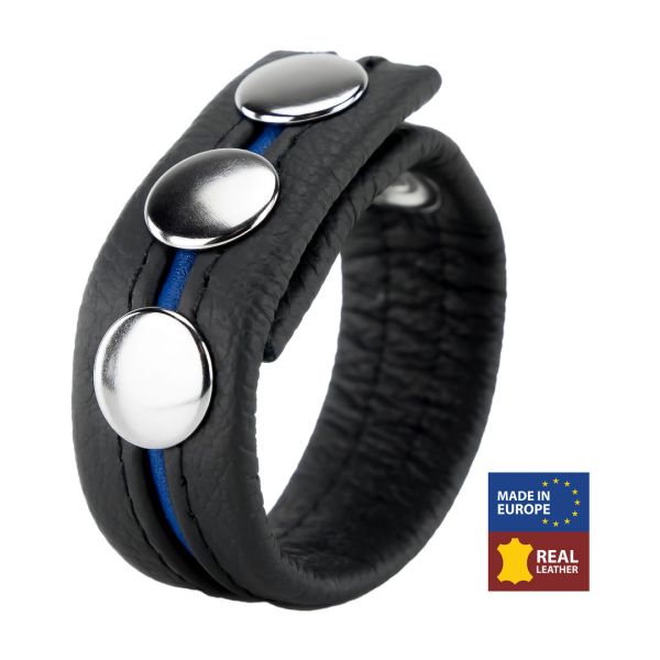 Red Leather Verstellbarer Leder Cockring - Blau