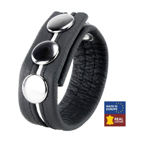 Red Leather Verstellbarer Leder Cockring - Weiß