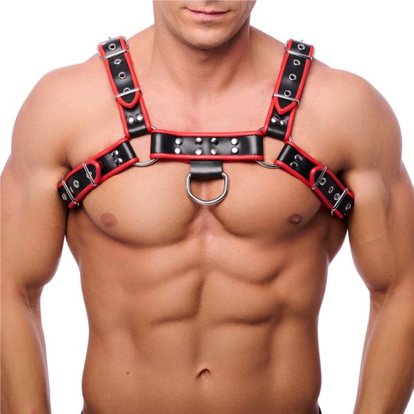 Red Leather Premium Lederharness - L/XL - Schwarz/Rot