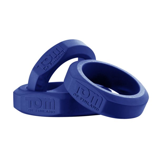 XR Brands 3-teiliges Silikon Cockring Set - Blau