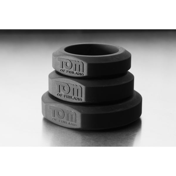 XR Brands 3-teiliges Silikon Cockring-Set - Grau