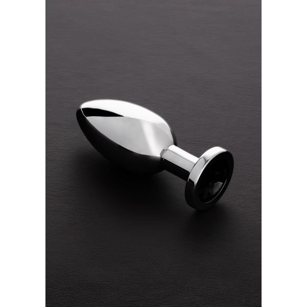Steel Buttplug mit Schmucksteinen - Large - Schwarz