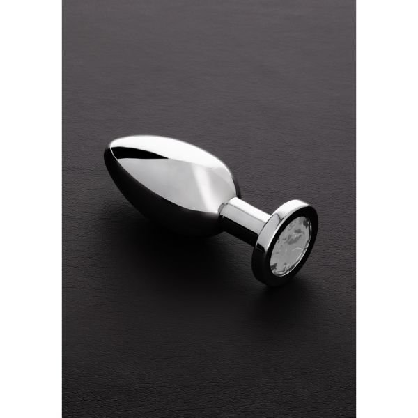 Steel Buttplug mit Schmucksteinen - Large - Kristall