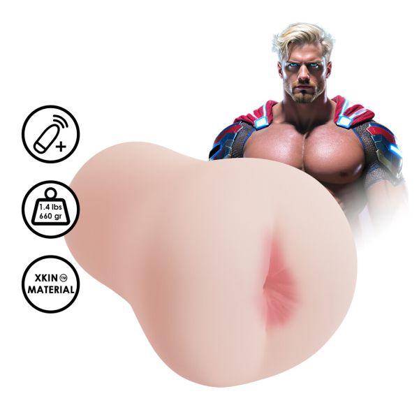XKIN by Shots Superheroes Cumlander Vibrating Masturbator - Flesh