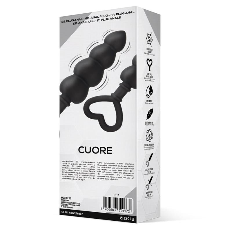 Cuore Buttplug Silicona Negro